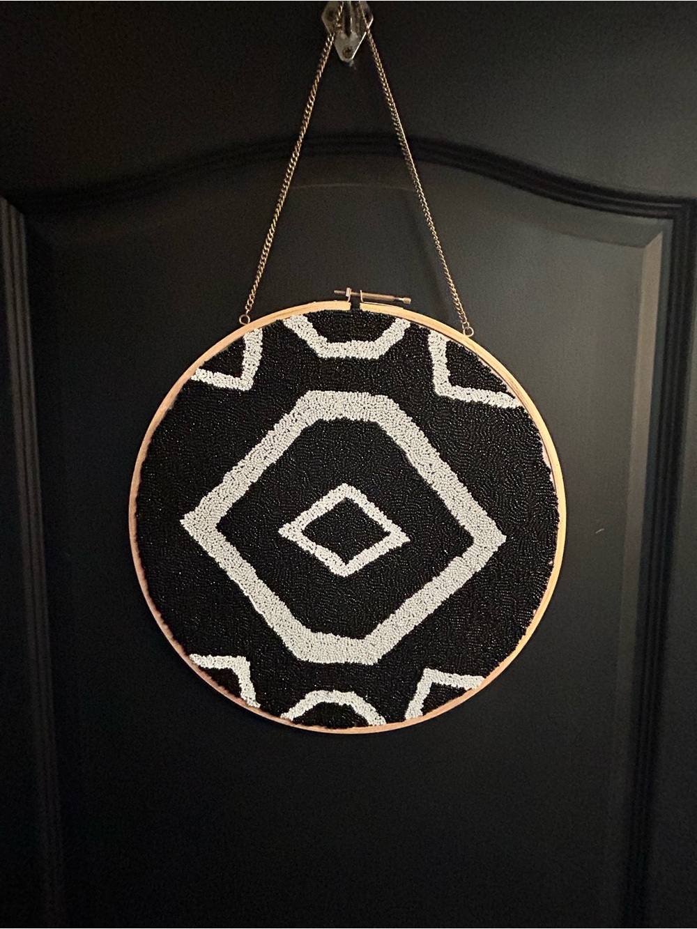 Handmade Black and White Geometric Wall Hoop